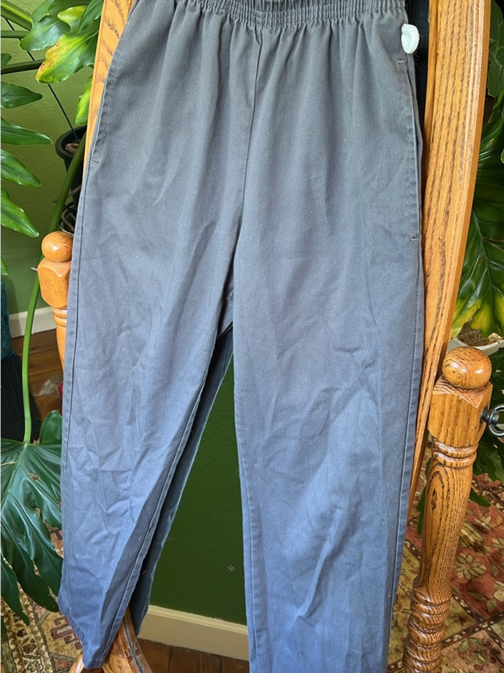 Men's Grey Elastic-Waist Casual Pants
